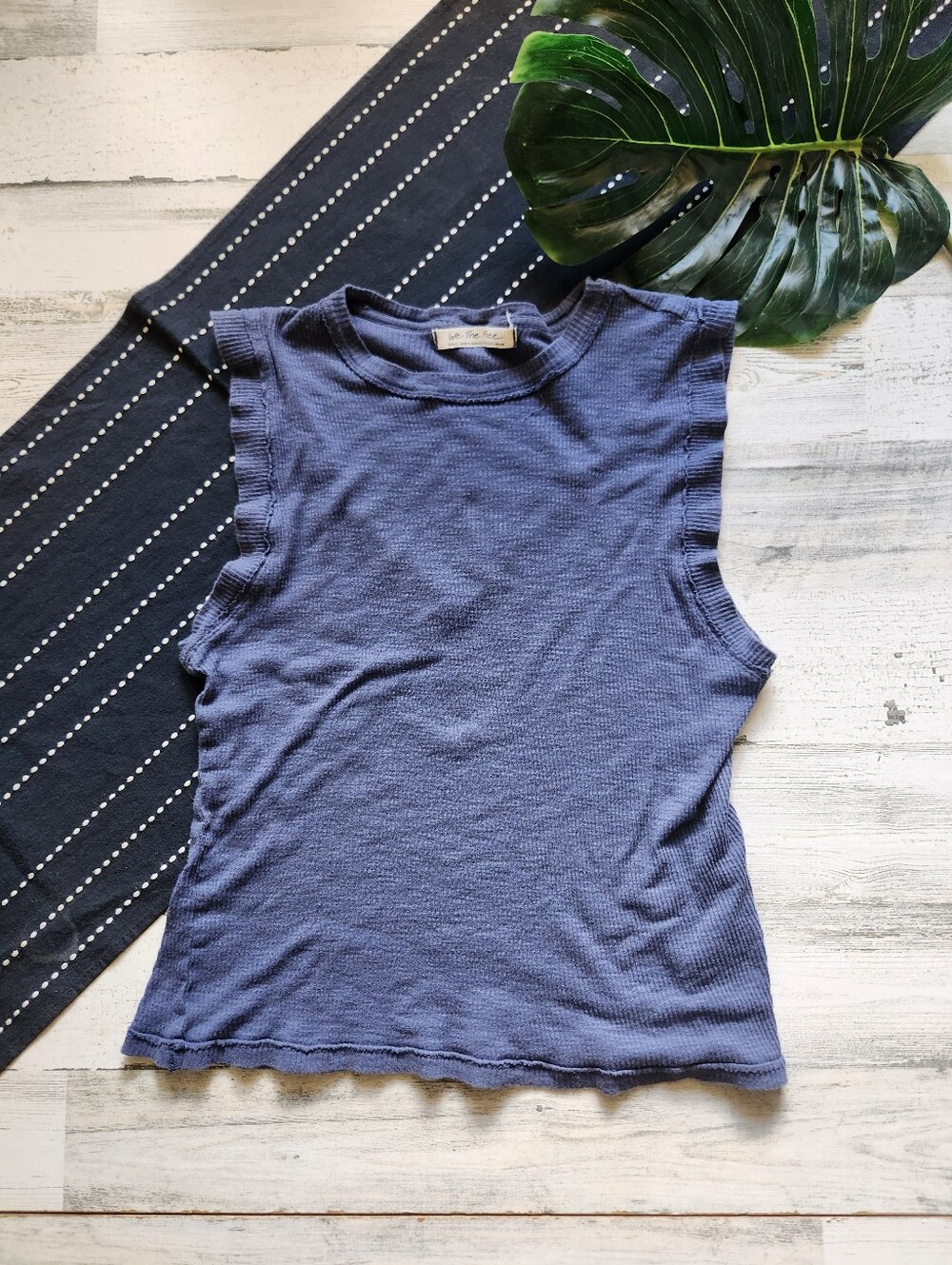 Free People We The Free Georgie Muscle Tank Ribbed Blue Size Small
